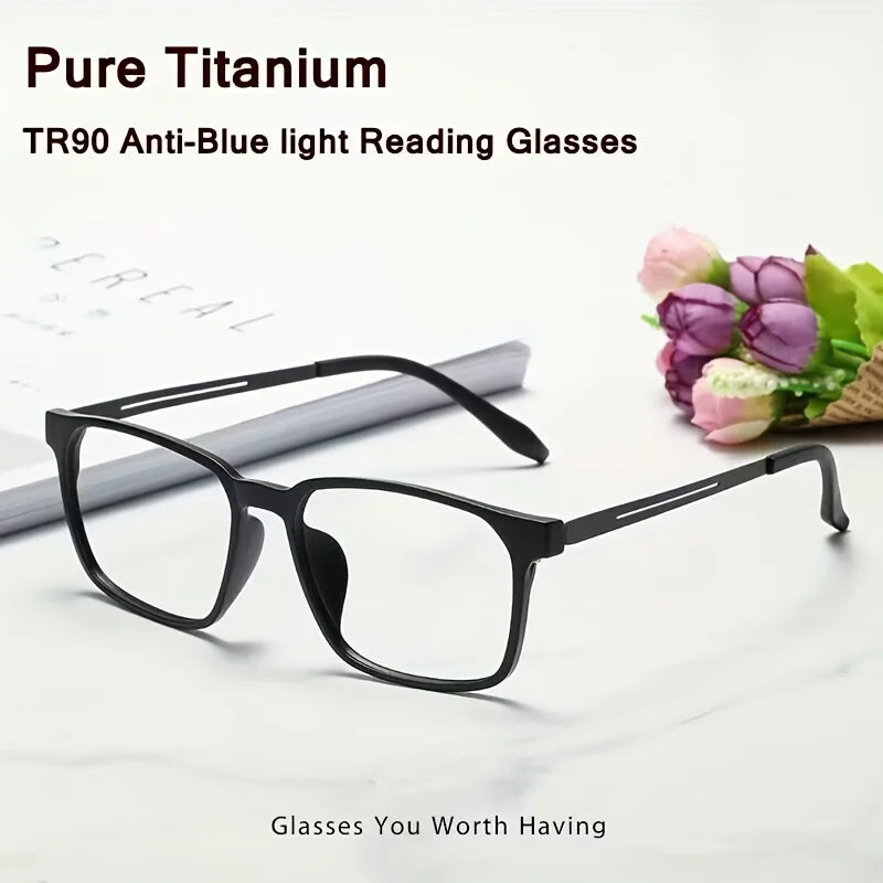 2PCS Anti Blue Light Titanium Progressive Reading Glasses Men Outdoor Far Sight Presbyopia Eyewear For Women Diopter 1.0 to +4.0