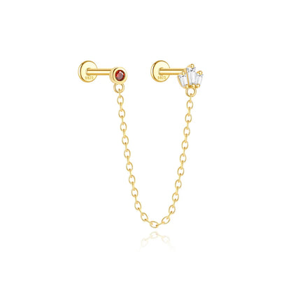 CANNER 1PC 925 Sterling Silver Horse Eye Chain Tassel Zircon Drop Earrings For Women Ins Minimalism Geometric Earrings Gift
