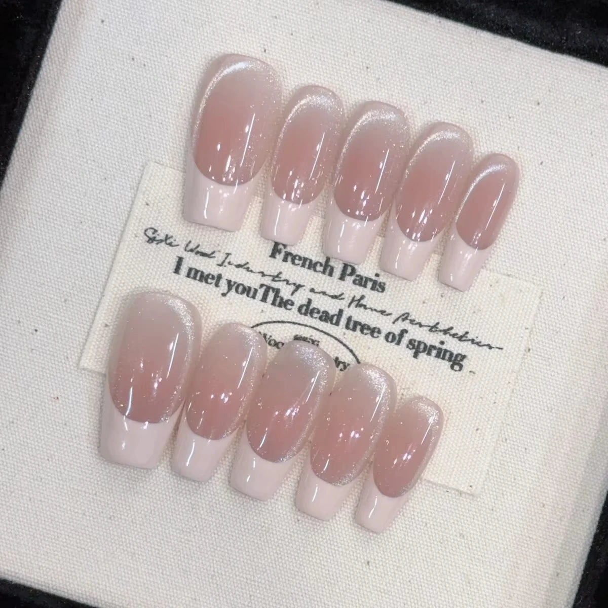 10pcs Pink French Handmade Nails Short French style Handmade Wear Nail for Women&Girl Whitening Nail Stickers False Nail
