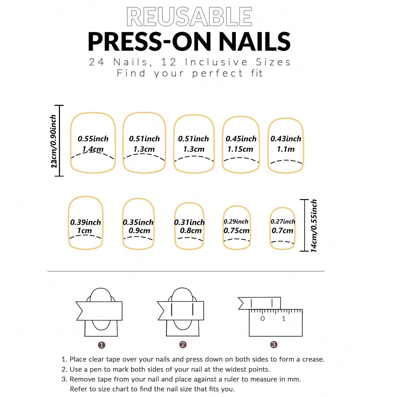 24PCS Short Square Black Gold Fake Nail Tip French Sparkling Acrylic Full Coverage Fake Nails Suitable For Women And Girls