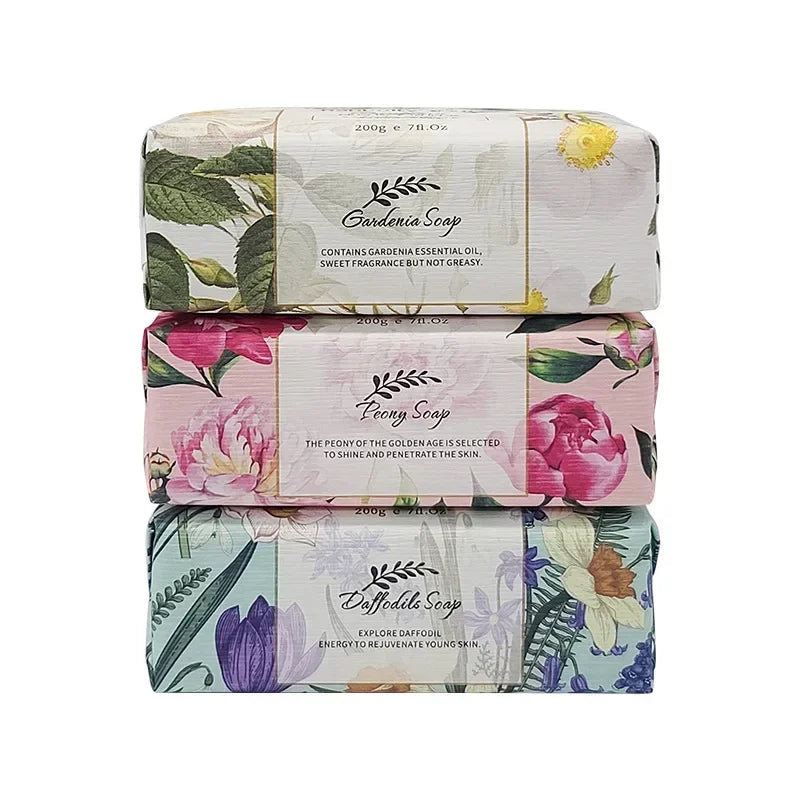 Hanbolly Flower Perfume Soap 200g Fragrance Bathing Hand Wash Perfume Soap with Essential Oil and Flower Smell