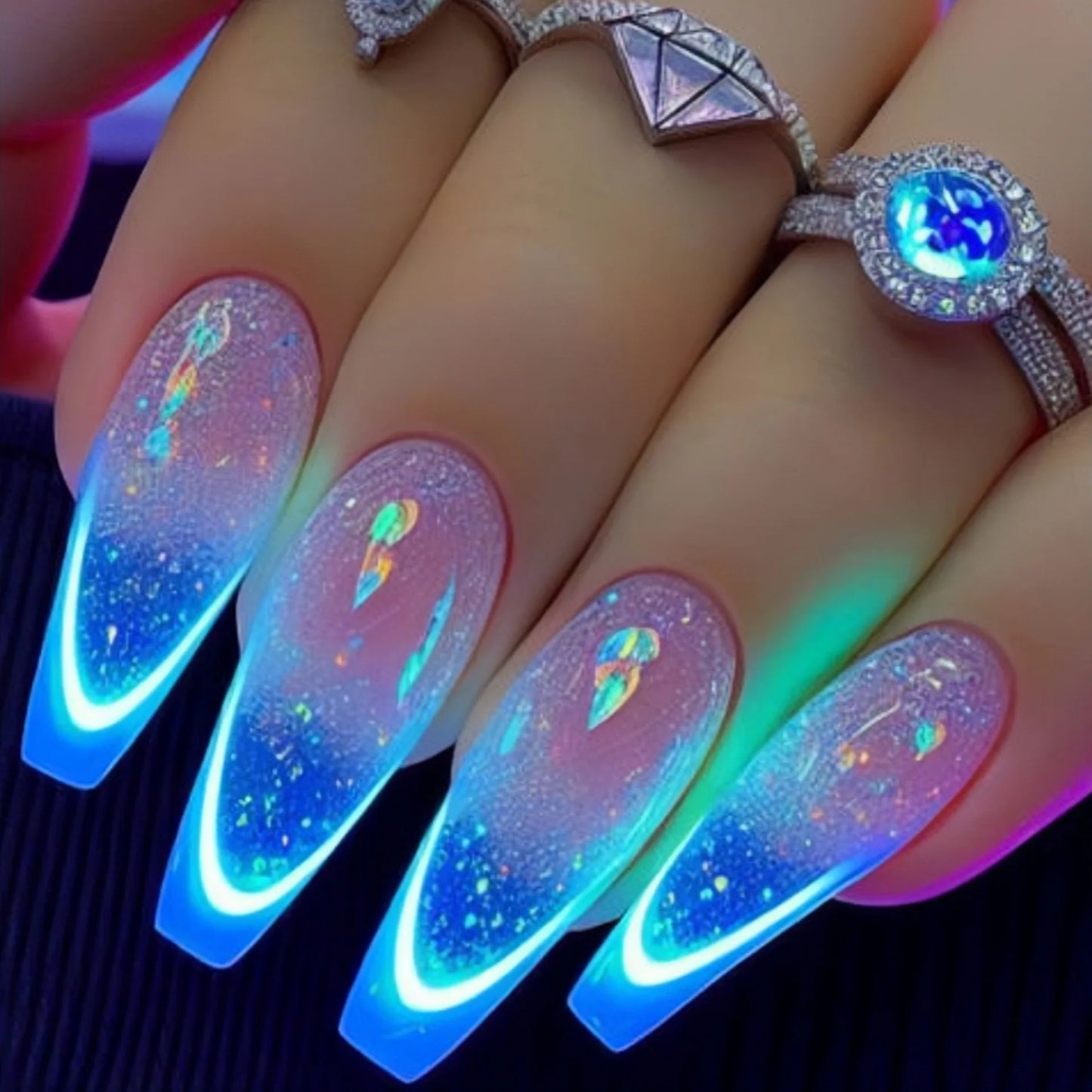 Short Medium long fake nails Square ballet nail tips Gradient purple pink blue leopard flame Y2K press on false nail art set