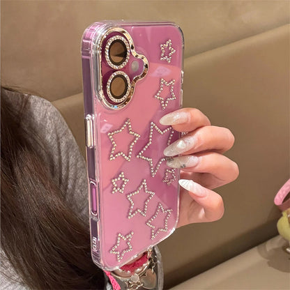New Fashion 3D Bling Rhinestone Love Heart Phone Case For iPhone 16 15 14 13 11 12 Pro Max 16 15 14 Plus Aesthetics Clear Shell