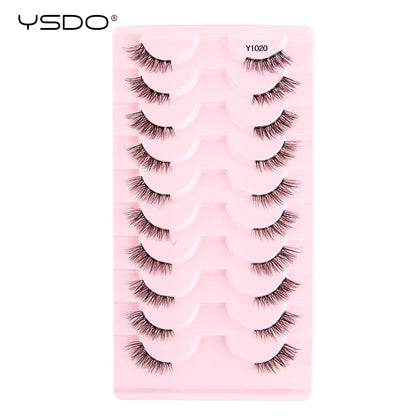 YSDO 3/10 Pairs Fox Eyelashes 3D Mink Natural Soft False Lashes Fluffy Soft eyelashes cat eye Extension Makeup Half Eyelashes