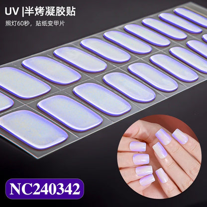 Semi-Cured Nail Wraps Autocollants Pour Ongles UV Adhesive Full Cover Stickers for Nails Lamp Need Press On Nails DIY Manicure