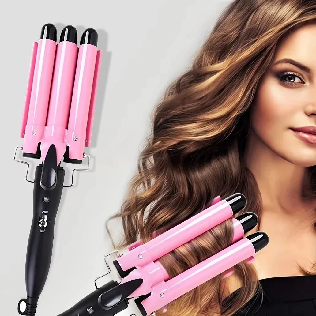 MORFONE 3-in-1 Curling Iron Hair Ceramic 1 Inch Curler Wand Crimper Wand -22mm Large Curling Sticks, 3-in-1 Hair Styling Tool