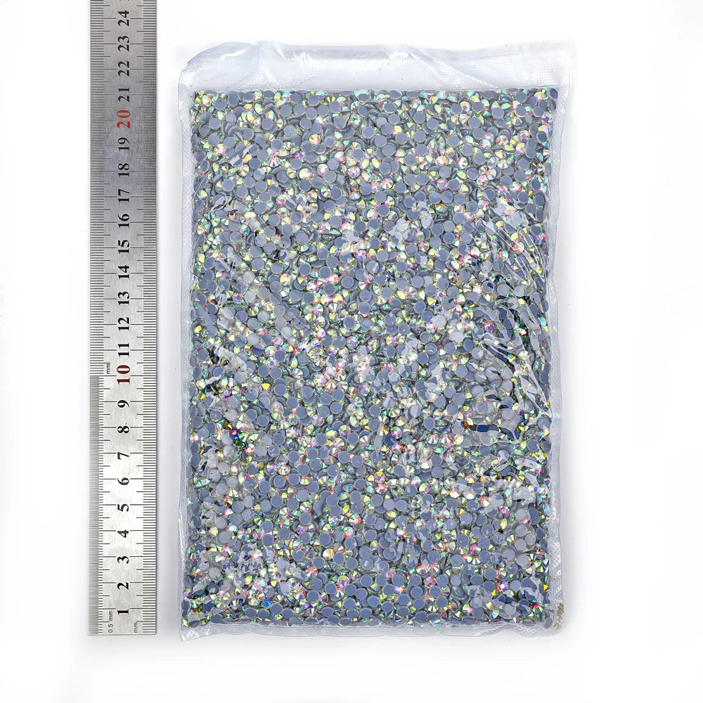 SS3-SS50 Big Bag Glitter Non hotfix FlatBack Wholesale Top Quality Better DMC Crystal AB Glass Strass Iron On Hotfix Rhinestones