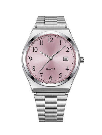 LUCKY FOX - Stylish & Minimalist Stainless Steel Wristwatch with Black Dial - Precise Timekeeping for Everyday