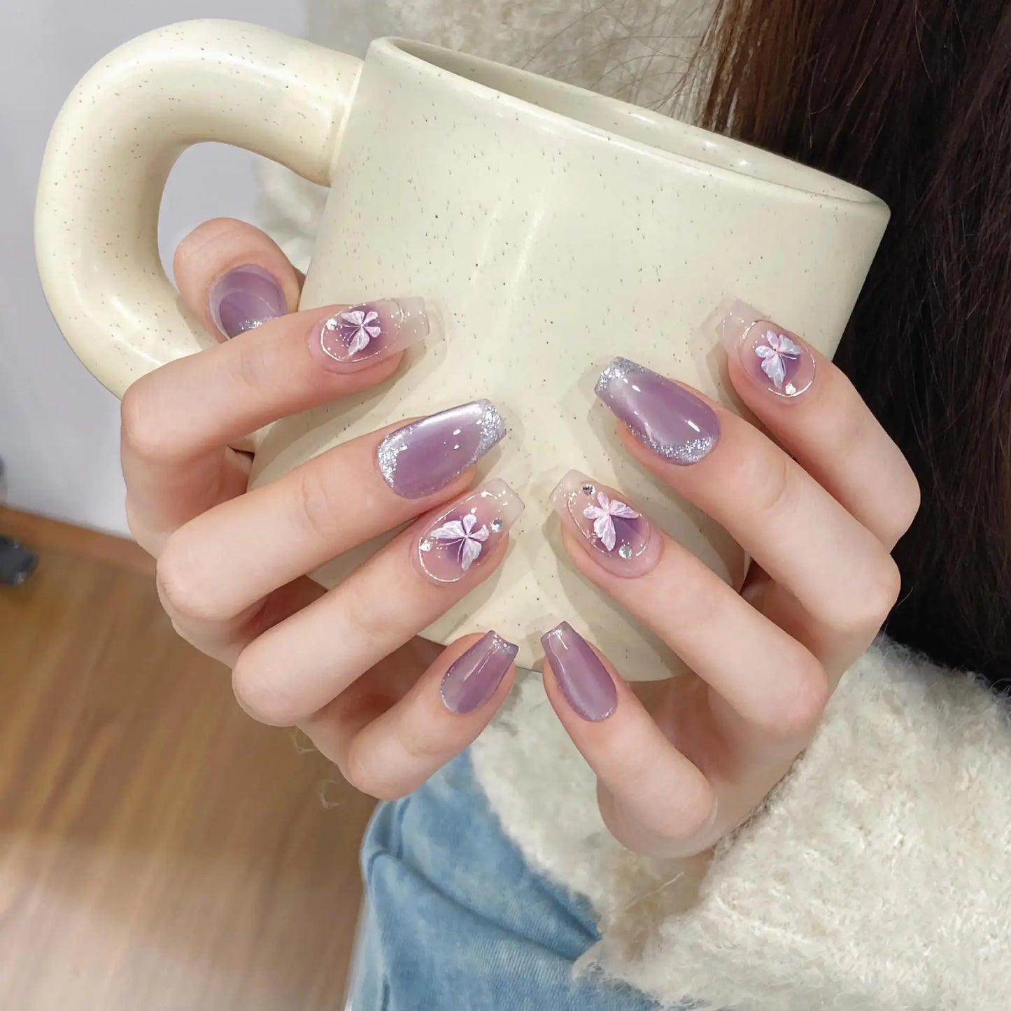 10Pcs French Handmade Press on Nails Candy Color Fake Nails Wearable Stick-on Nails False Nail Uñas Postizas Накладные Ногти 네일팁