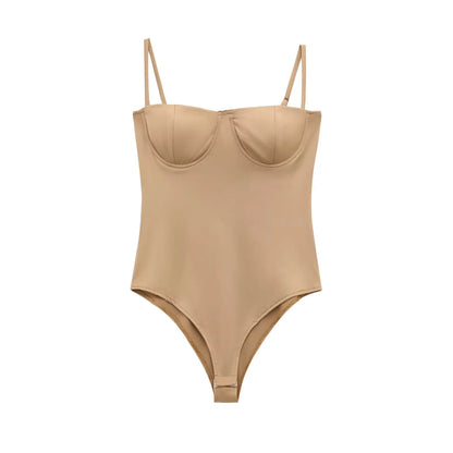 Zevity 2025 Women Sexy Spaghetti Strap Inner Style Beach Wear Bodysuits Ladies Soft Slim Swimsuit Playsuits Mujer Rompers LS9043