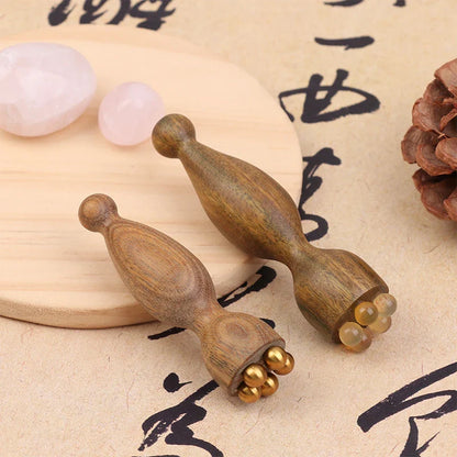 Lotus Seedpod Shape Massager Facial Physiotherapy Tool Green Sandalwood Face Massage Tools Gua Sha Face Skin Care Massage Sticks