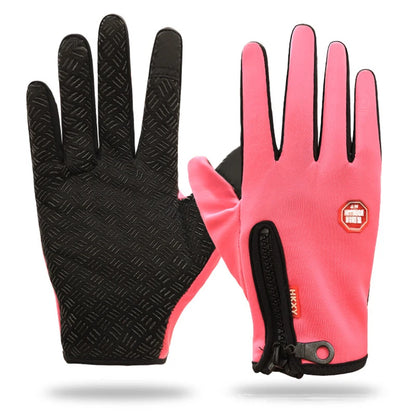 Men Women Cycling Winter Warm Sport Gloves Touchscreen Outdoor Fishing Splash-proof Skiing Snowboard Nonslip Zipper Gloves