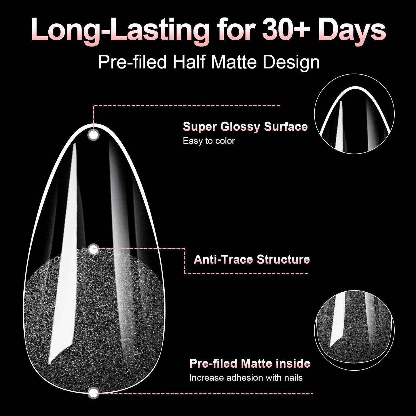 100Pcs Almond Coffin Soft Gel Nails Tips Half-frosted Full Cover Press On Nails Soak Off Gel Nail Extension Tips Capsule