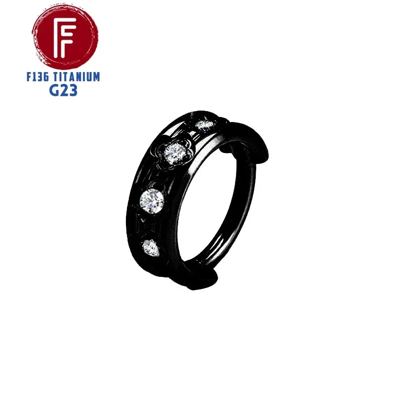 G23 Titanium Daith Cartilage Earrings 16G Helix Nose Septum Piercing Conch Hinged Clicker Body Jewelry Ear Ring Zircon Wholesale