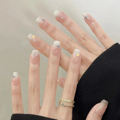 24pcs Red Rose Fake Nails Long Flower Ballet Press on Nails Design French False Nail Full Cover Wearable Fake Nail Tips Art