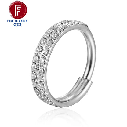 G23 Titanium Daith Cartilage Earrings 16G Helix Nose Septum Piercing Conch Hinged Clicker Body Jewelry Ear Ring Zircon Wholesale