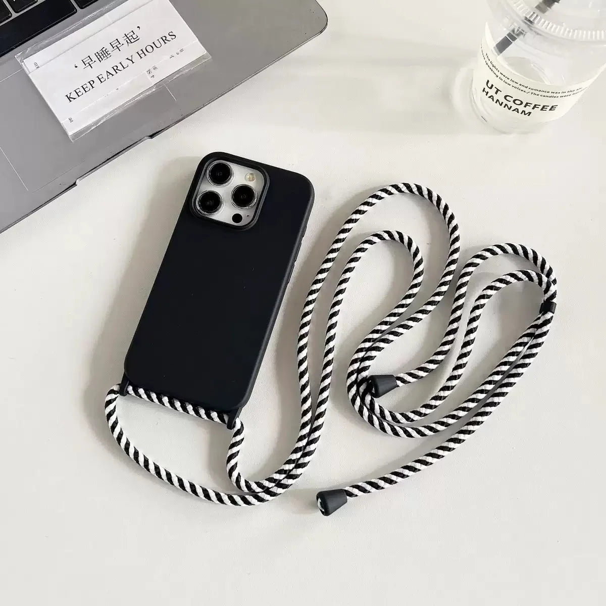 Necklace Strap Cord Crossbody Lanyard Liquid Silicone Case For iPhone 16 Pro 15 14 13 Pro max 12 12mini 7 8 plus