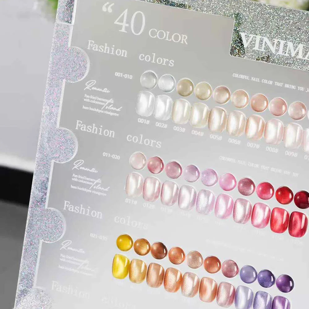VINIMAY 40PCS Cat Eye Gel Polish Set With Color Swatch 9D Magnet Gel Soak Off Gelpolish Gel Varnish Collection Nail Gel Kit 15ML