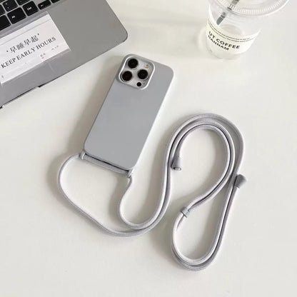 Necklace Strap Cord Crossbody Lanyard Liquid Silicone Case For iPhone 16 Pro 15 14 13 Pro max 12 12mini 7 8 plus