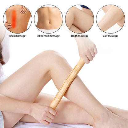 Wooden GuaSha Stick Beech Wood Therapy Back Shoulder Neck Waist Massage Tool Fat Burner Meridian Cellulite Scraper Body Slimming