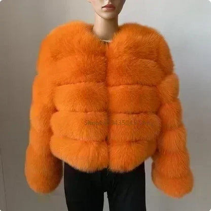 Women's Fashion faux fur coat super hot Autumn Winter women short Faux fox fur fluffy jacket high quality 5xl Ladies furry coats