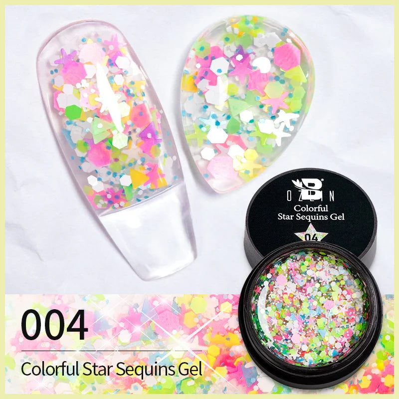 BOZLIN 5ml Sparkling Chameleon Mica Shell Gel Polish Colorful Sequins Manicure Semi Permanent Soak Off Nail Art Gel Varnish