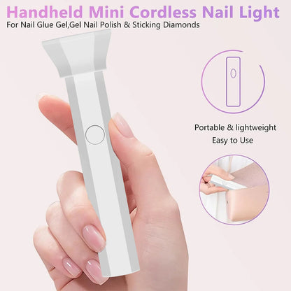 YIKOOLIN Handheld UV Light for Gel Nails  Mini UV Light for Gel Nails Cordless Rechargeable Mini Nail Lamp for Fast Curing Gel