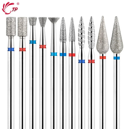 TP 3pcs/set Flame Diamond Nail Drill Bits 3/32'' Russian Electric File Bits Milling Cutter for Manicure Cuticle Remove Nail Tool