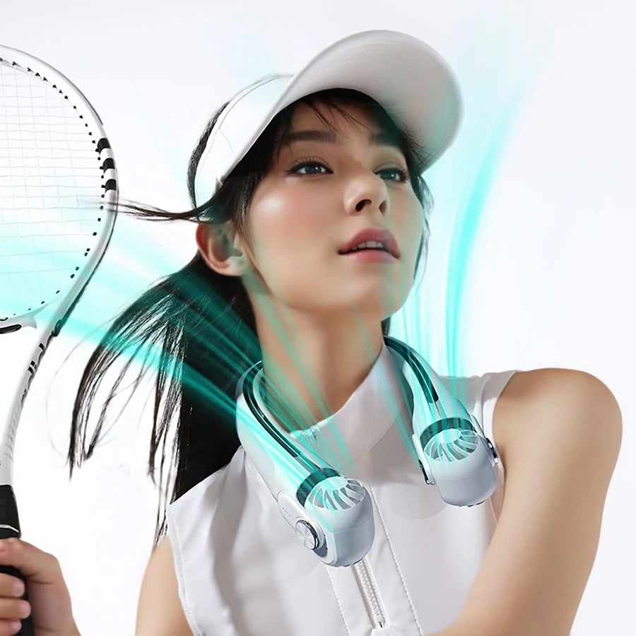 New Portable Neck Fan Mini Air Conditioner Rechargeable Bladeless Neck Fan With 45° Adjustable Wind Directions for Outdoor
