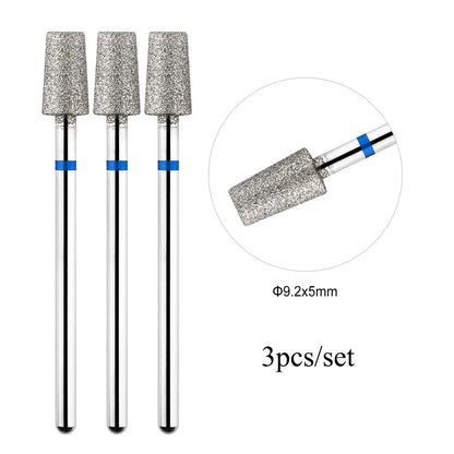 TP 3pcs/set Flame Diamond Nail Drill Bits 3/32'' Russian Electric File Bits Milling Cutter for Manicure Cuticle Remove Nail Tool