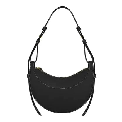 2025 French fashion genuine leather women's shoulder bag, crescent bag, niche design zipper closure shoulder crossbody bag
