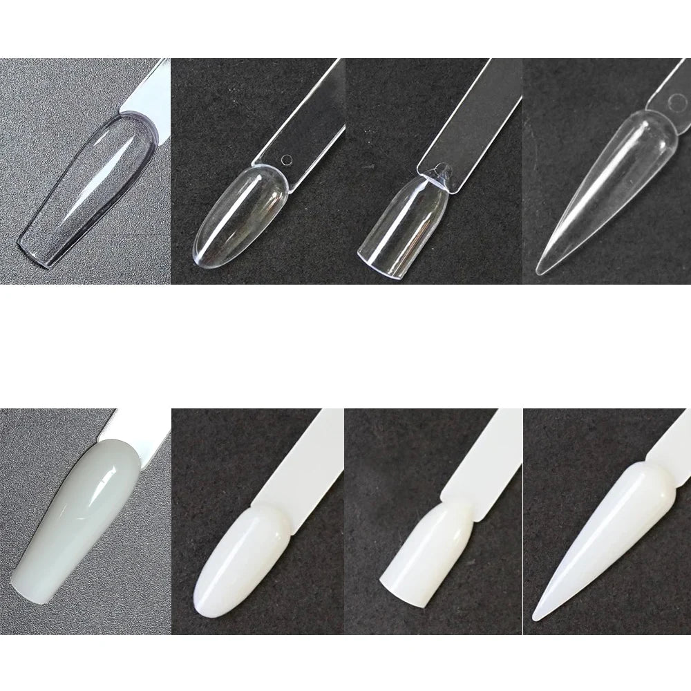 Nail Display Sticks Nail Swatch False Nail Tips Nail Gel Polish Practice Clear Natural Colors Display Board for Nail Art Tools