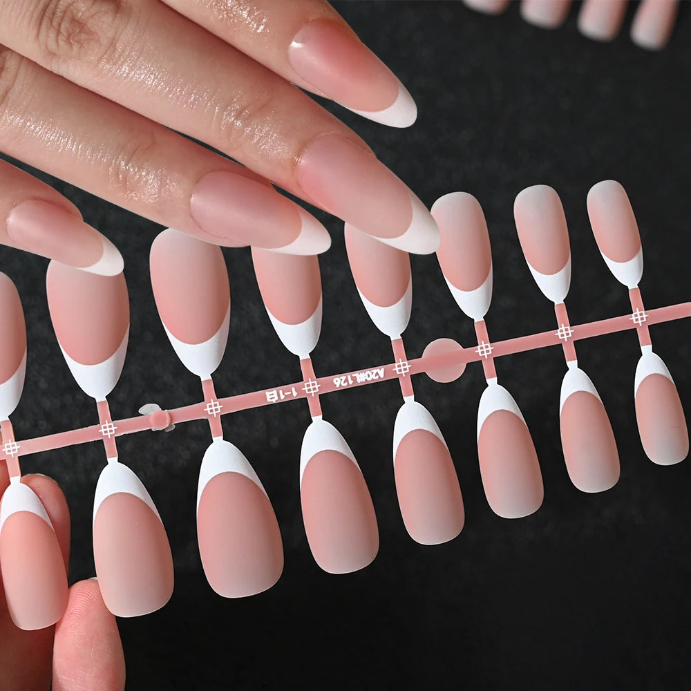 120/150pcs Matte White French Gel Nail Tips Medium Almond Nude Press On Nails 0.75-2.6cm Pink/Nude ABS Soft Gel Nail Flase Tips