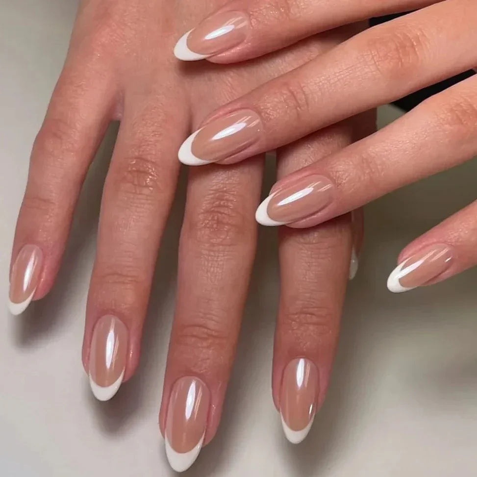 Silver Glitter Powder White Simple Red Lips Gold Almond Fake Nails Art False Nails Charms Tip Punk Press on Nails Manicure Tools