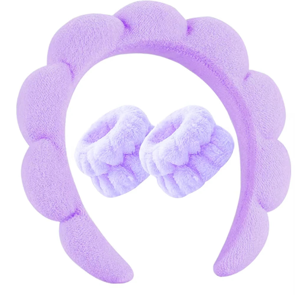 Makeup Headband Set Face Washing Headbands Wristband Tools 3pcs For Women Spa Washing Face Skin Care Hair Bands Tool Accessories
