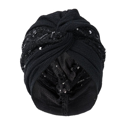 Bonnet For Women Cap Turban Folded Bud Exquisite Headscarf Casual Comfortable Fashion Versatile Warm Cross Hat Edge Wrinkle Lace