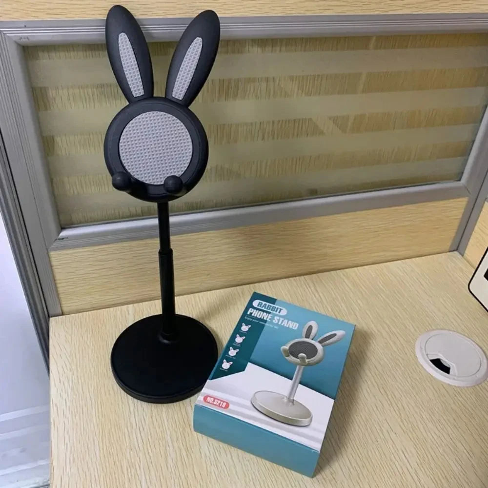Cute Rabbit Phone Holder Stand Desktop Angle Height Adjustable Bunny Phone Stand for Selfie Watch Drama Support Bracket Table
