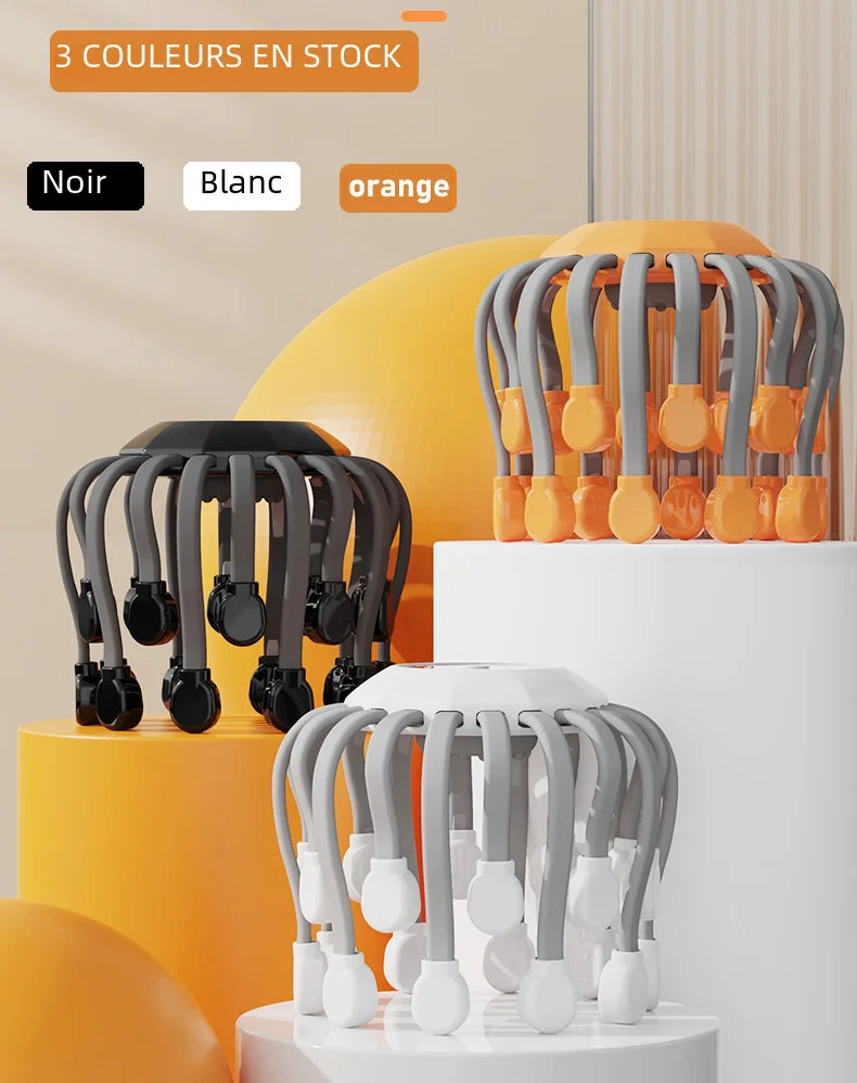 20Massage Heads Orange Scalp Head Massager Red Light Vibrator Octopus Scratcher For Relaxation Stress Migraine