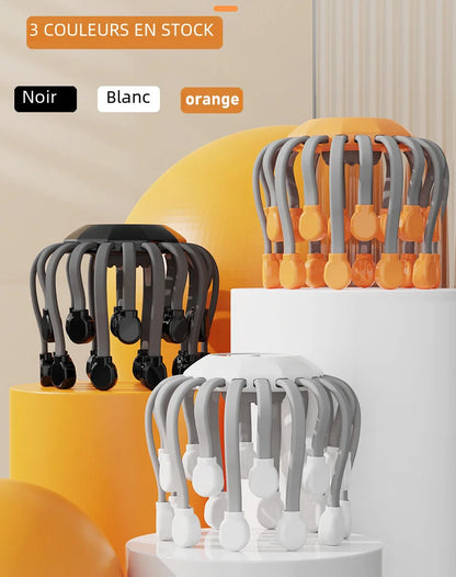 20Massage Heads Orange Scalp Head Massager Red Light Vibrator Octopus Scratcher For Relaxation Stress Migraine