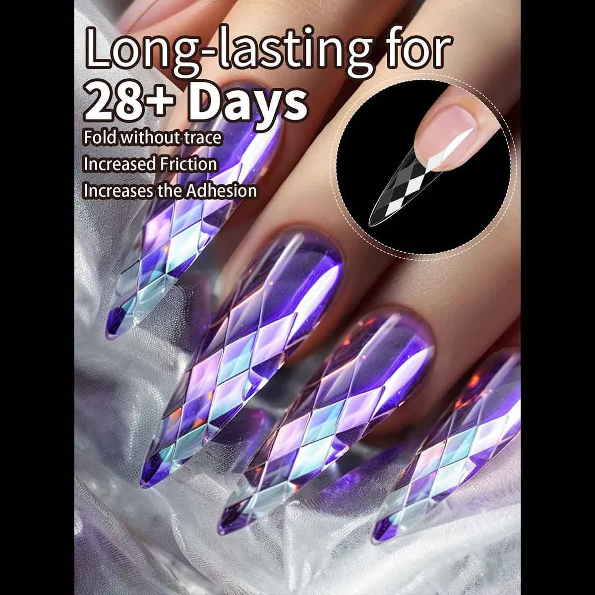 3D Diamond Rhombus False Clear Nail Tips Long Stiletto Coffin Full Cover Nail Art Decoration Tools 12 Sizes 120PC Press On Nails