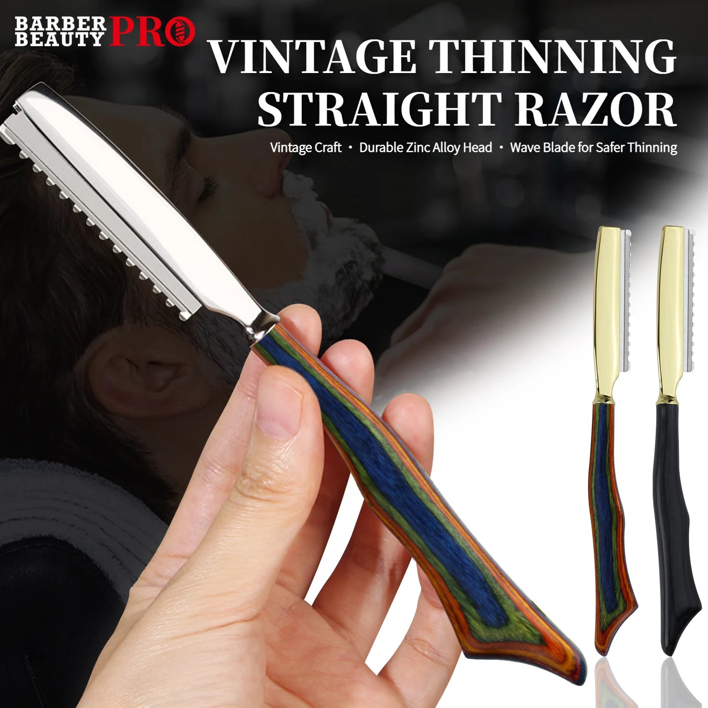 Thinning Razor Wooden Handle Straight Salon Hairdressing Razor Manual Razor Stick Hair Cutter Barber Hair Cutting Knife Thinner