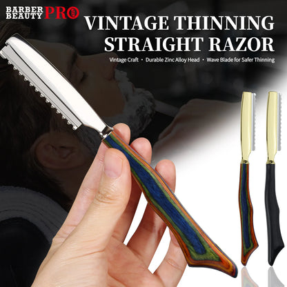 Thinning Razor Wooden Handle Straight Salon Hairdressing Razor Manual Razor Stick Hair Cutter Barber Hair Cutting Knife Thinner