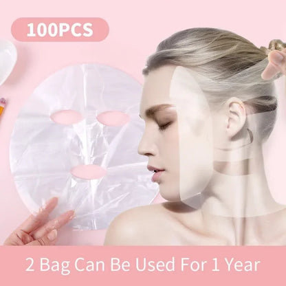 500/100pcs Disposable Plastic Film Full Face Cleaner Mask Neck Stickers Paper Transparent Masks Wrap Facial Beauty Makeup Tools