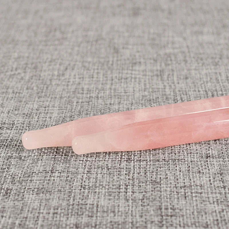 2Pcs Massage Eye Sticker Natural Rose Quartz Face Body Crystal Mineral Stone Massager Health Skin Care Gua Sha Tool Lifting Wand