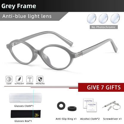 BLMUSA Retro Anti Blue Ray Photochromic Myopia Glasses Women Oval Small Frames Prescription Glasses Pop Classic Reading Glasses