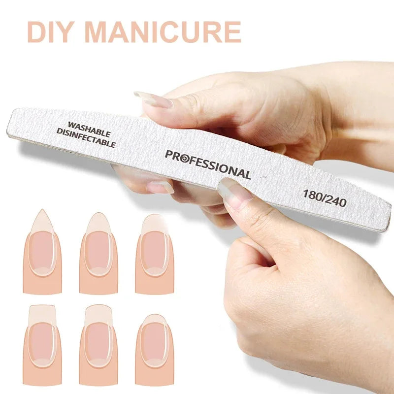 Wooden Nail Files Professional10pcs/Lot  100 180 240 Emery Board Manicure Buffer Grey Boat Double-sided Wooden Pedicure Buffers