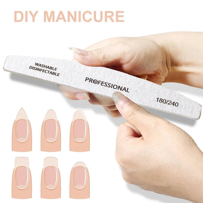 Wooden Nail Files Professional10pcs/Lot  100 180 240 Emery Board Manicure Buffer Grey Boat Double-sided Wooden Pedicure Buffers