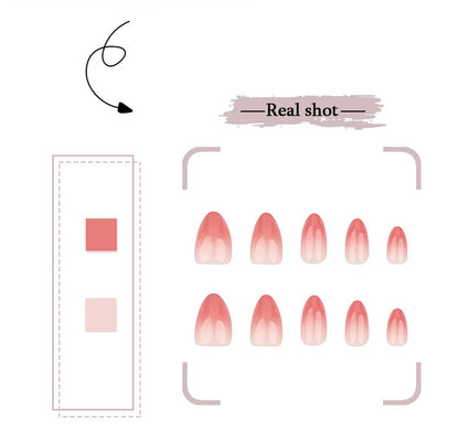 Pink Gradient French Wearable Nail Art Fashion Simple Short Fake Nails Detachable Finished False Nails Press on Nails with Glue