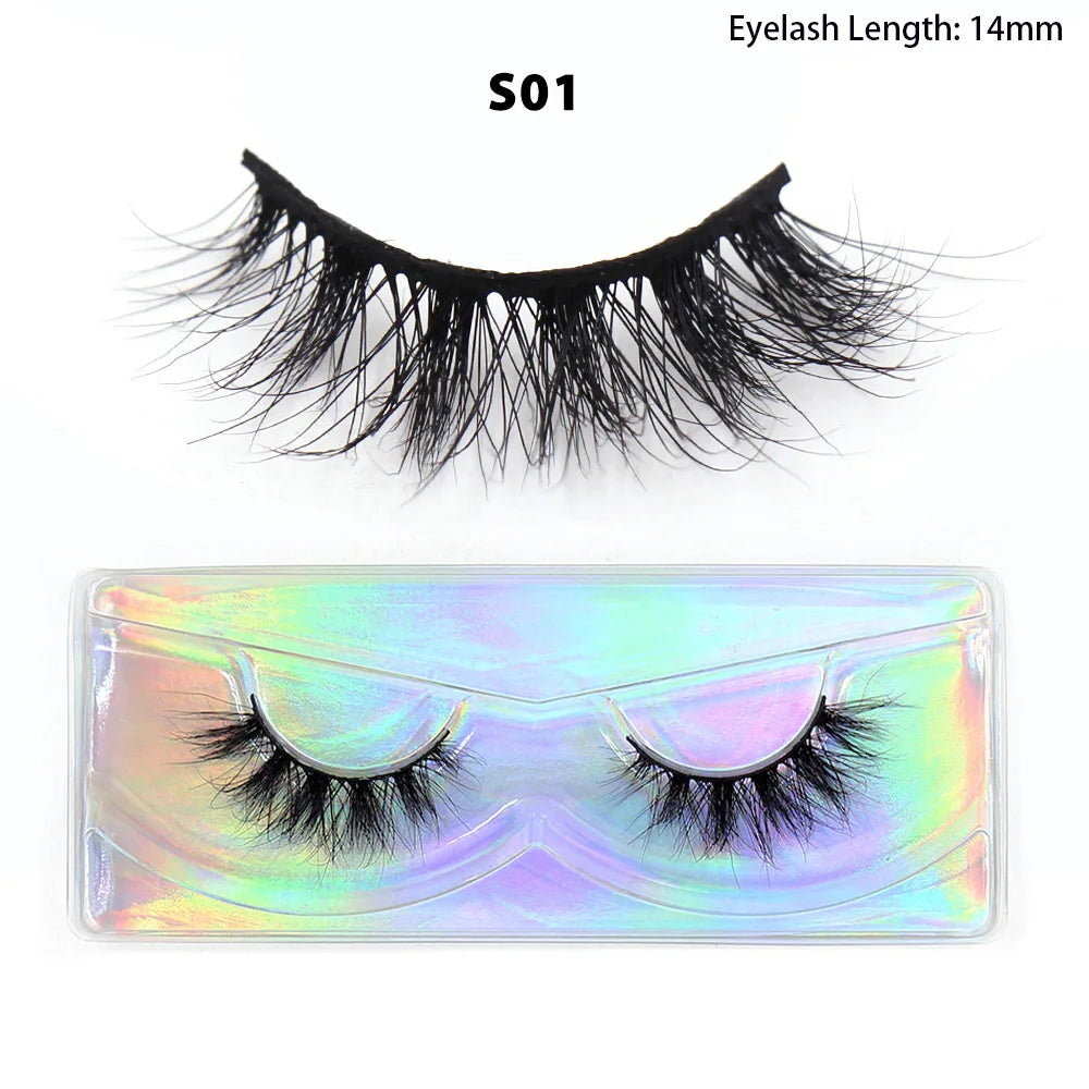 LEHUAMAO Makeup Mink Lashes 3D Short Mink Eyelashes Natural False Eyelashes Fluffy Mink Lashes Extension 12mm-15mm Eyelashes