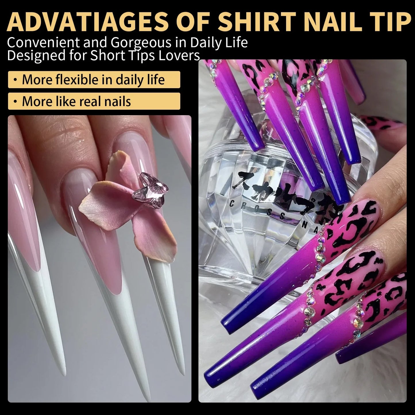 5XL Soft Gel Tips Press On Nails Acrylic Half/Full Cover Fake Nails 180pcs Stiletto Coffin Ballet DIY Extension Nail Supplies
